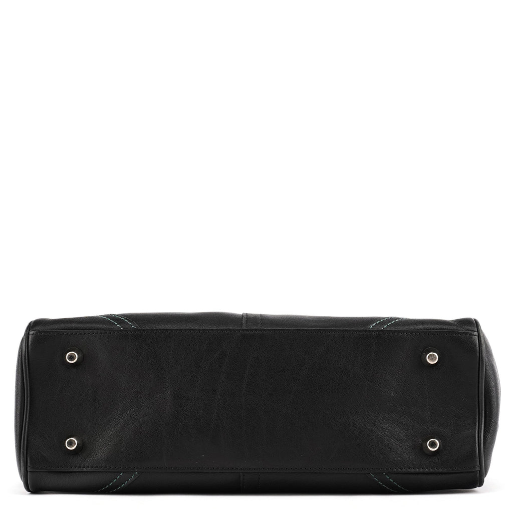 F08A70 Black Leather Hamptons Tote Bag
