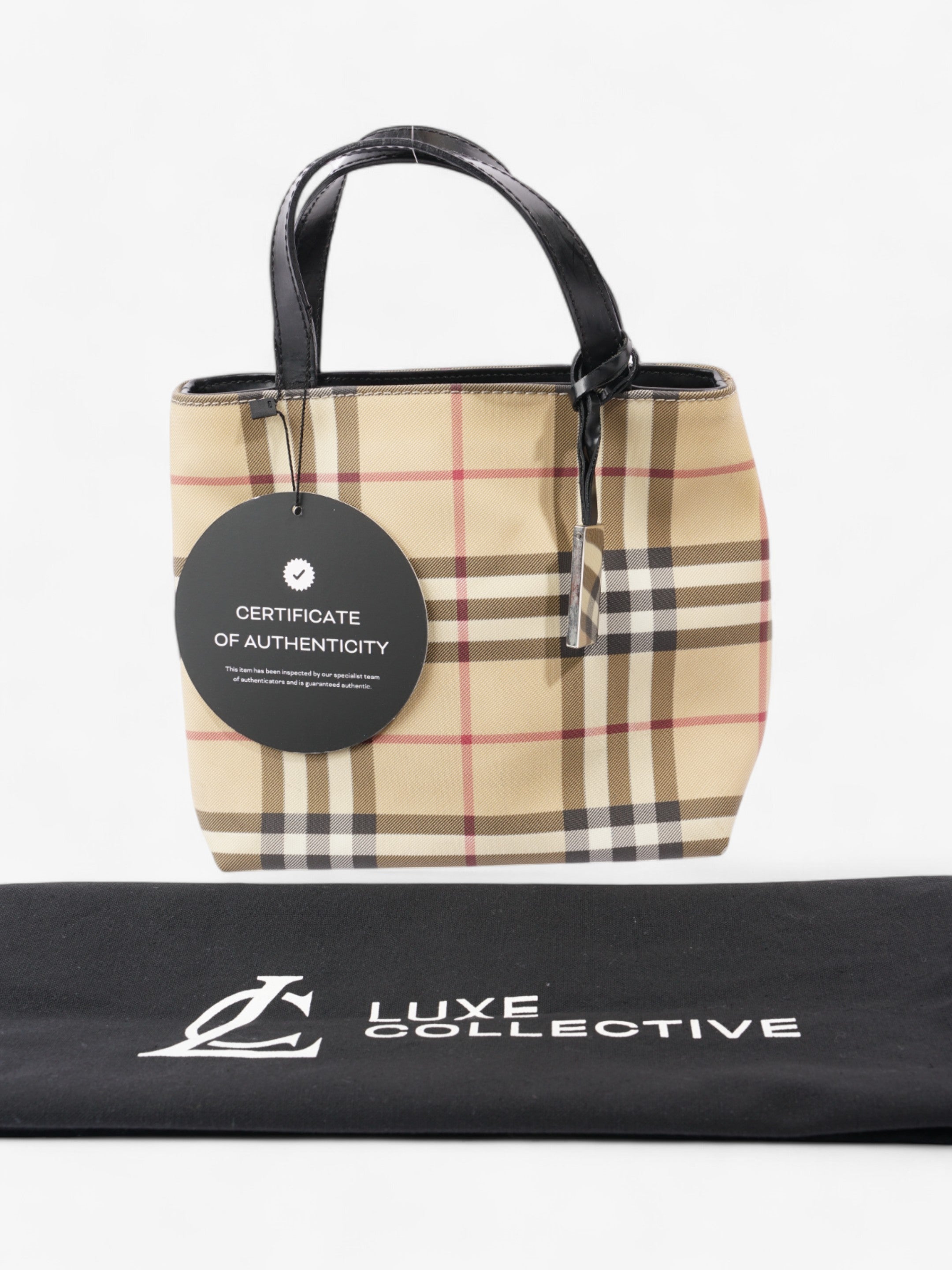 Burberry London Tote Nova Check / Black Canvas Mini