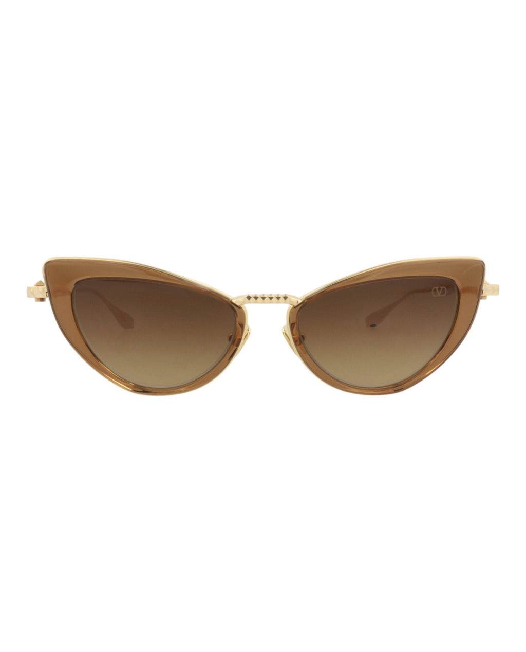 Valentino Womens Cat Eye Brown Gold Brown Fashion Designer Eyewear