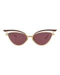 Valentino Womens Cat Eye Gold Gold Bordeaux Fashion Designer Eyewear