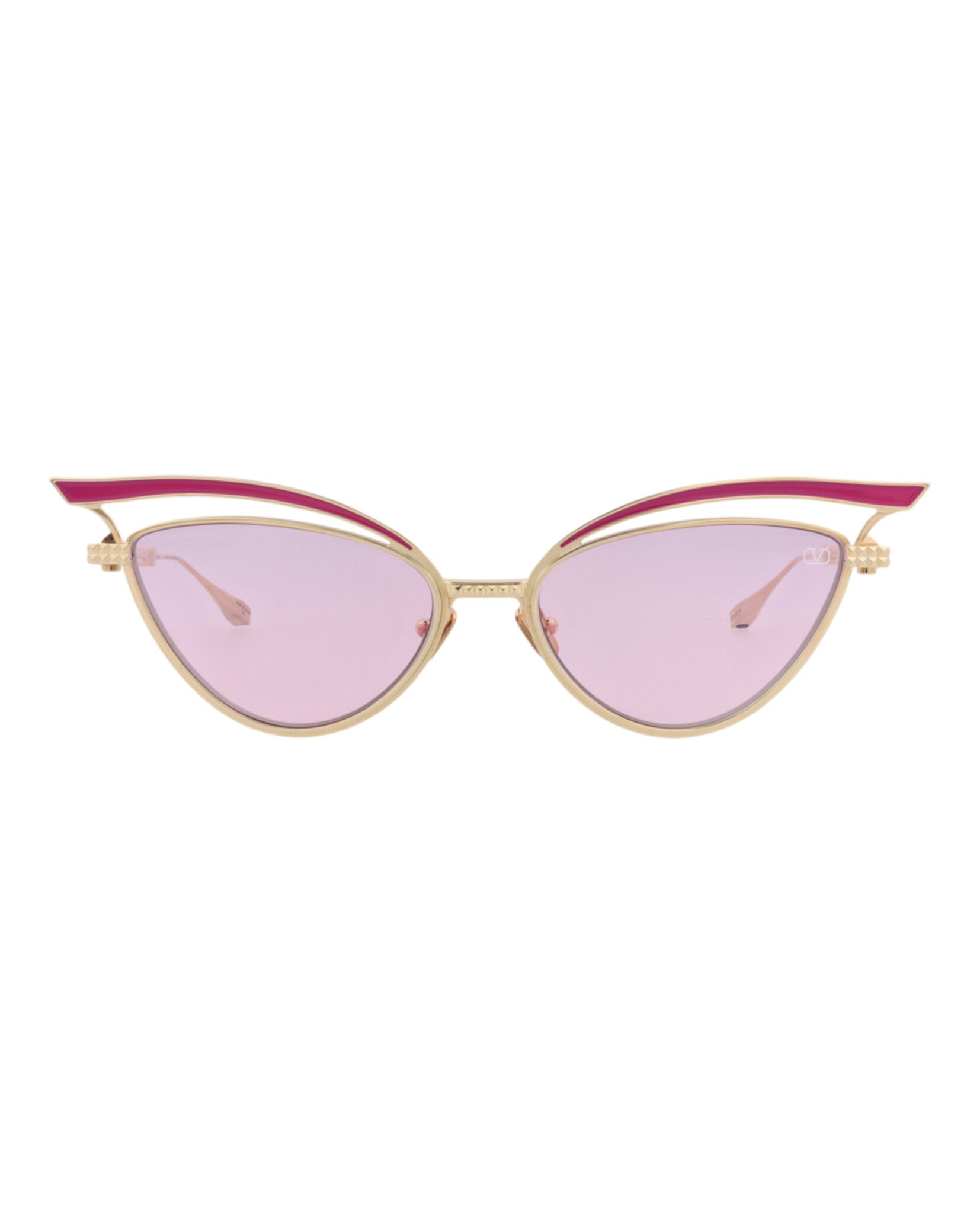 Valentino Womens Cat Eye Gold-Gold-Pink Fashion Designer Eyewear