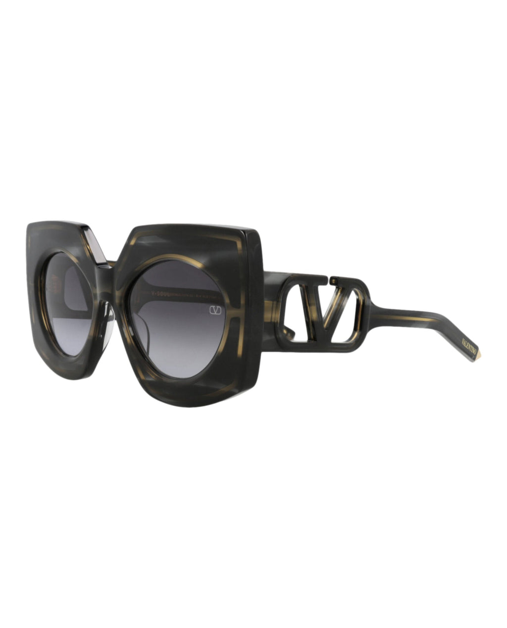 Valentino Womens Square/Rectangle Black Havana Black Havana Grey Fashion Designer Eyewear