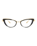 Valentino Womens Cat Eye Black-Gold-Transparent Fashion Designer Eyewear