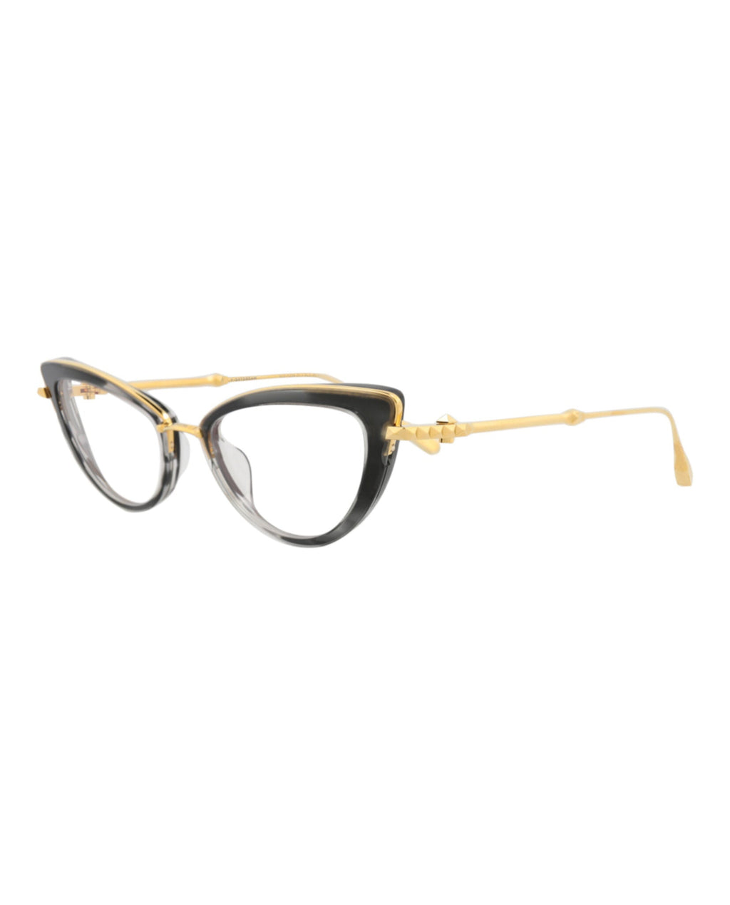 Valentino Womens Cat Eye Black-Gold-Transparent Fashion Designer Eyewear
