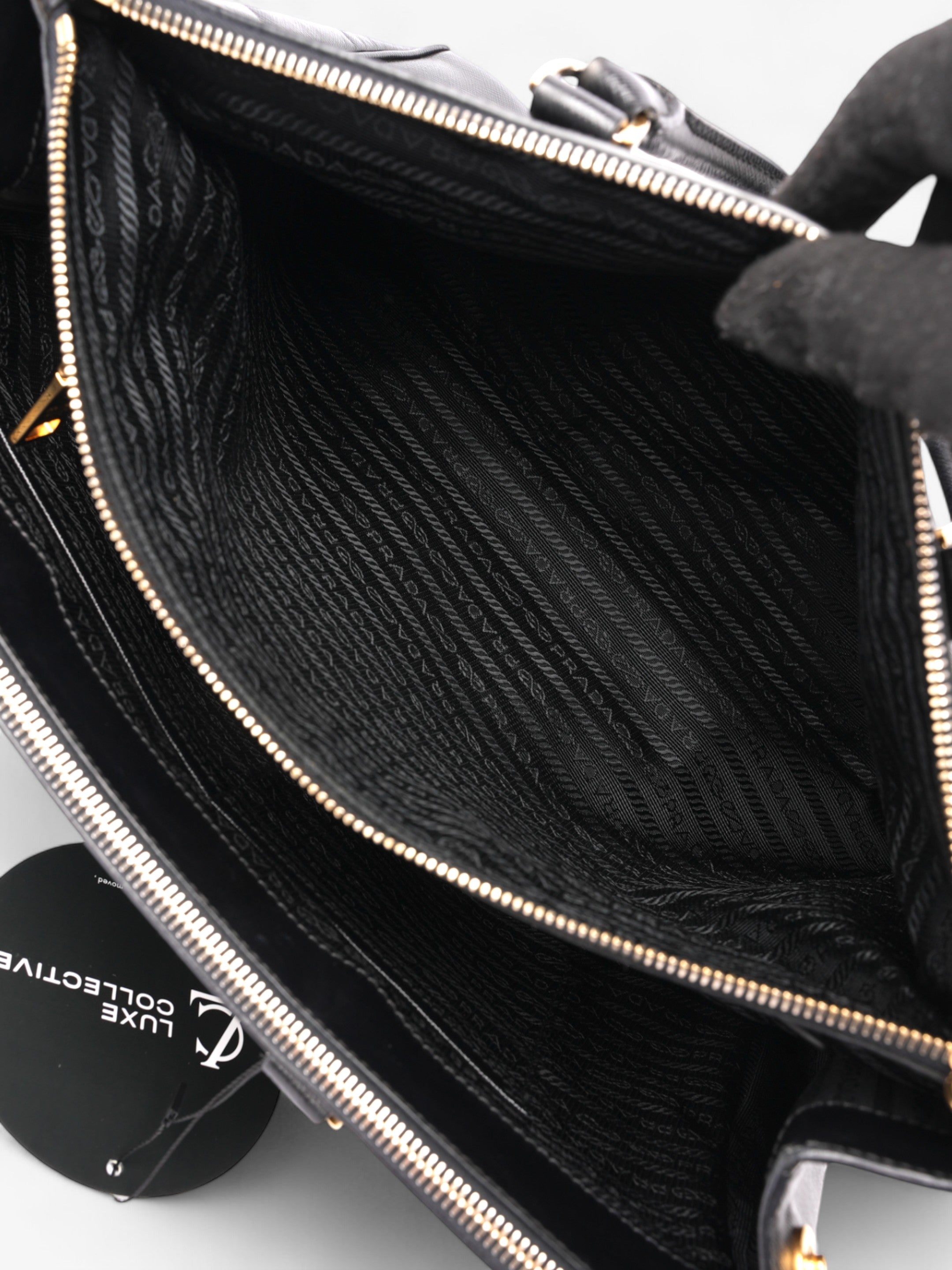 Prada Galleria Double Zip Tote Black Saffiano Leather Large