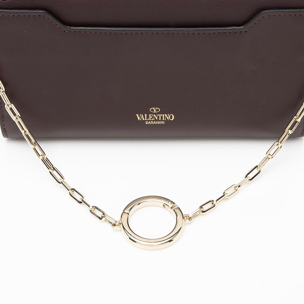 Valentino Calfskin Carry Secrets Rockstud Chain Wallet (SHF-23163)