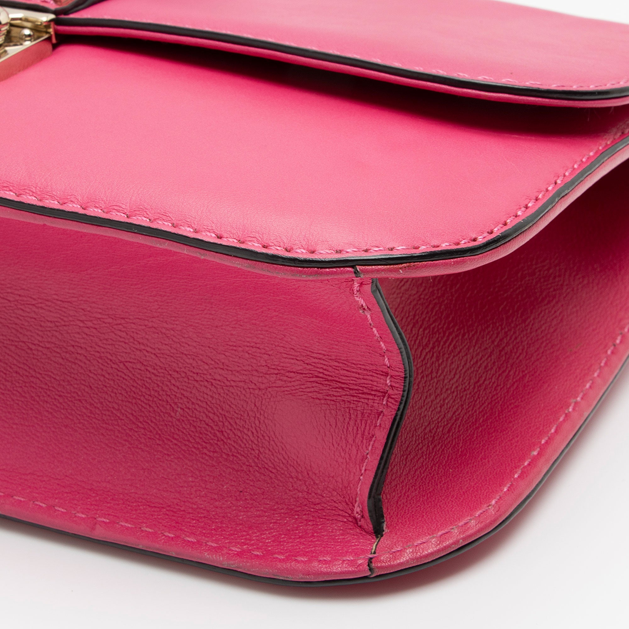 Valentino Calfskin Glam Lock Medium Shoulder Bag (SHF-H9eHek)