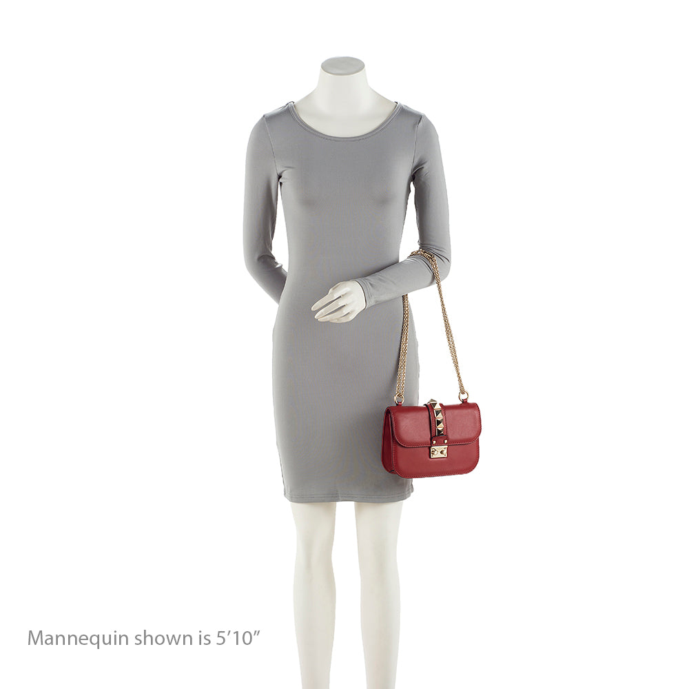 Valentino Calfskin Glam Lock Small Shoulder Bag (SHF-19767)