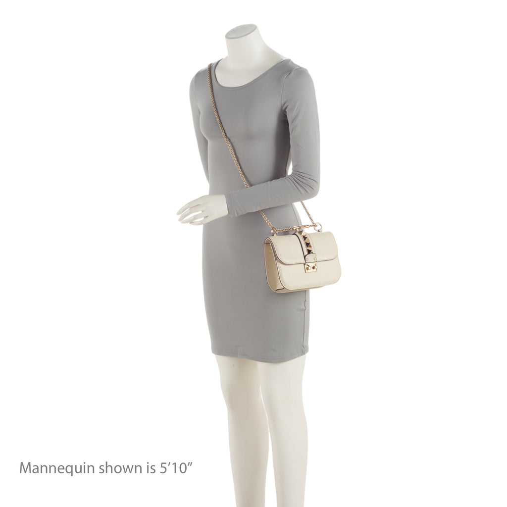Valentino Calfskin Glam Lock Small Shoulder Bag (SHF-EgjKxt)