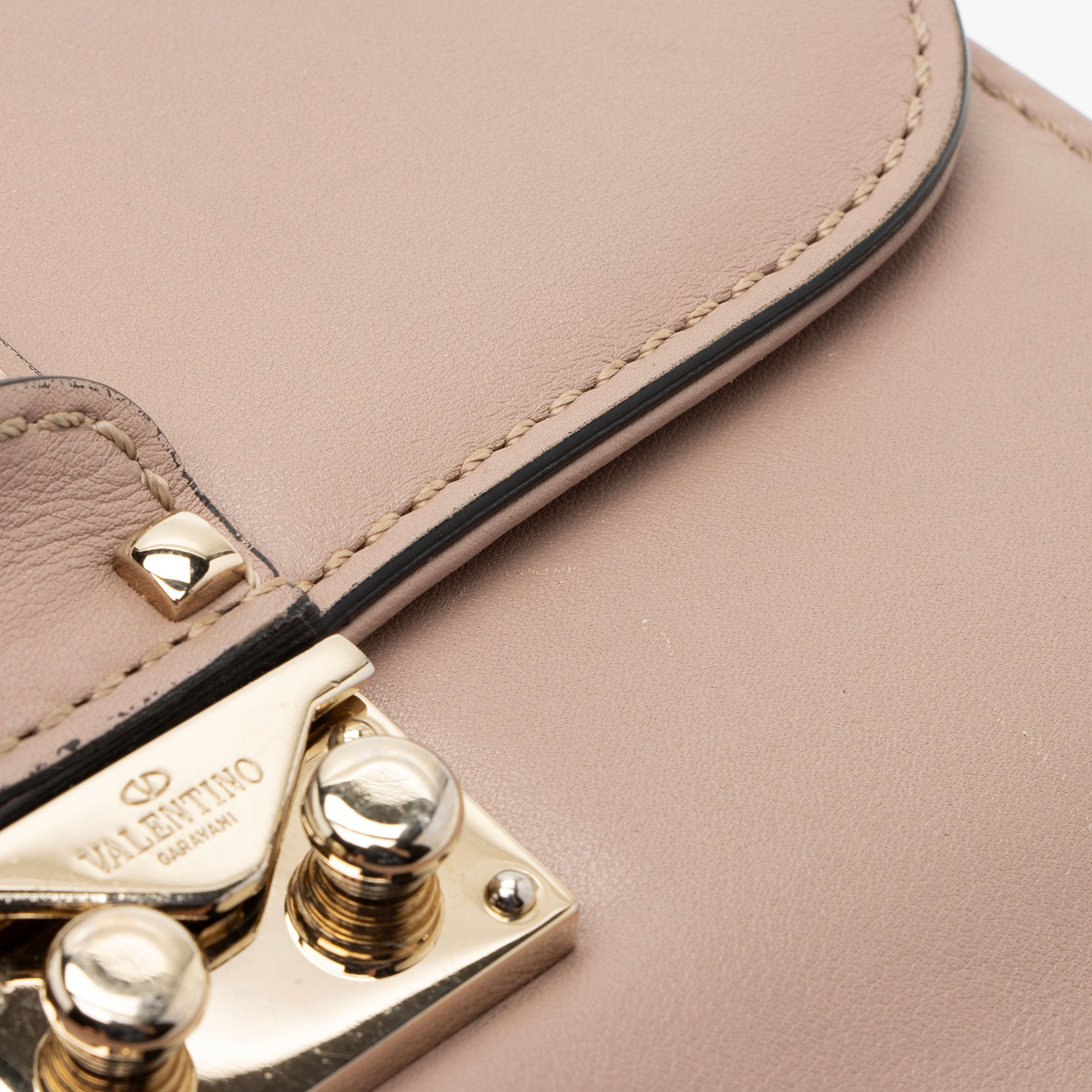 Valentino Calfskin Glam Lock Small Shoulder Bag