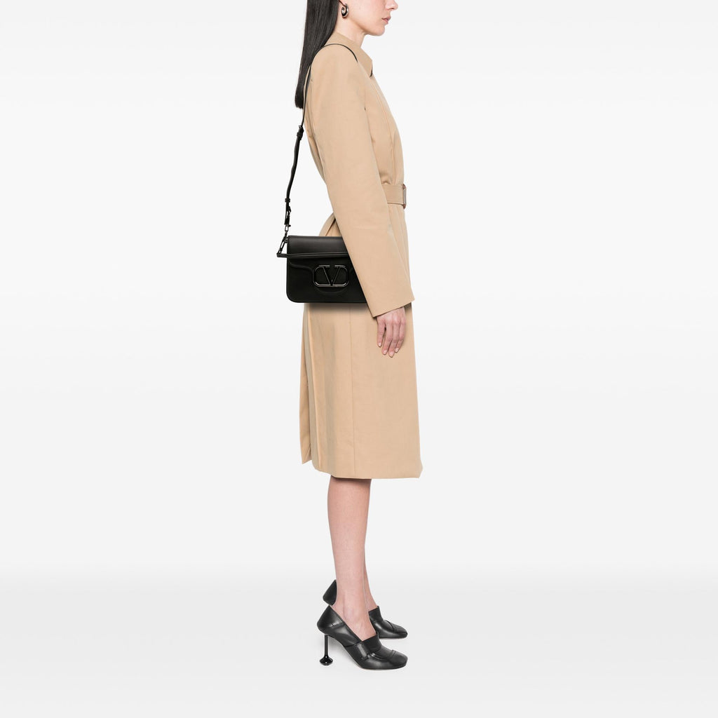Valentino Calfskin Logo Flap Satchel