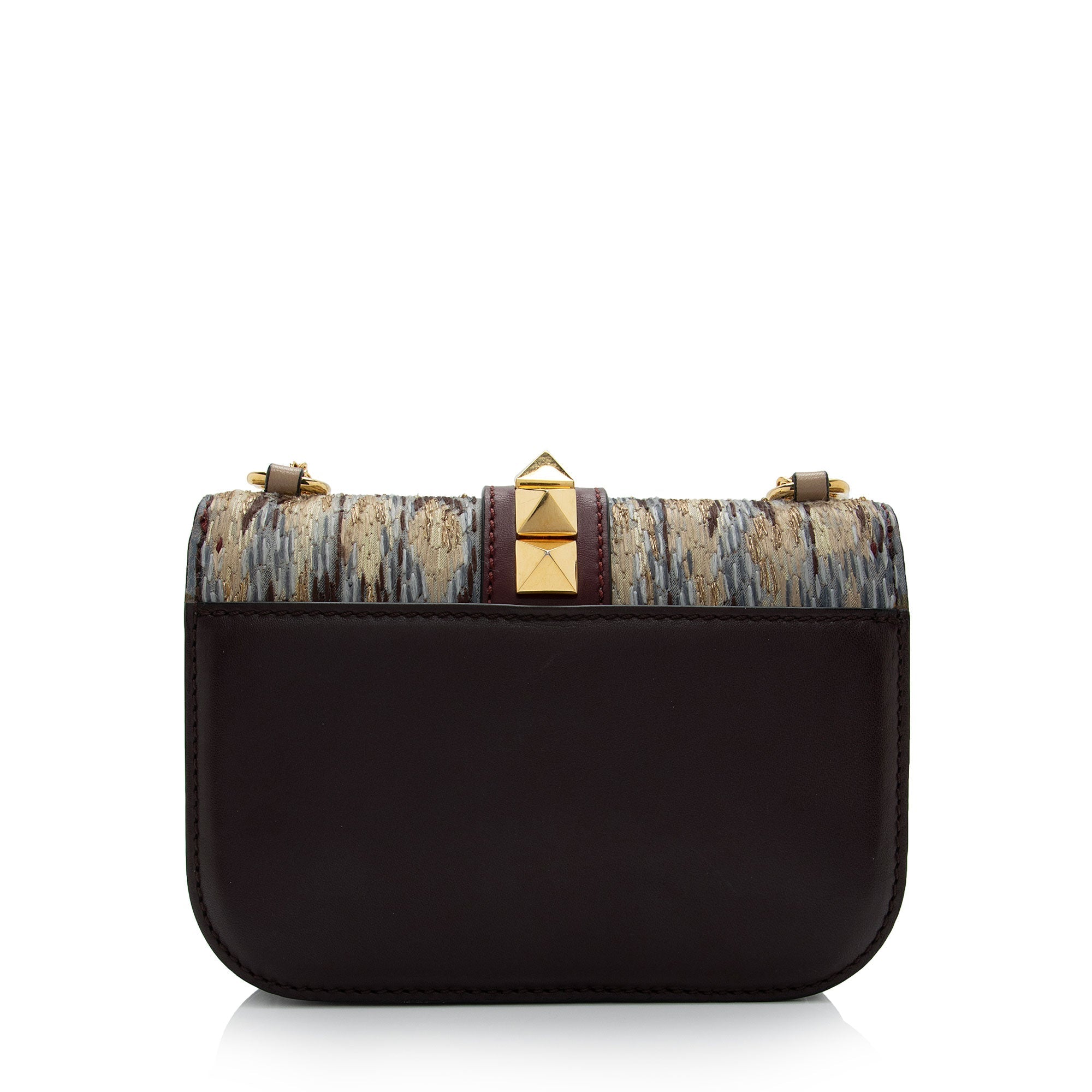 Valentino Calfskin Painted Feathers Glam Lock Small Shoulder Bag (SHF-swe4xg)