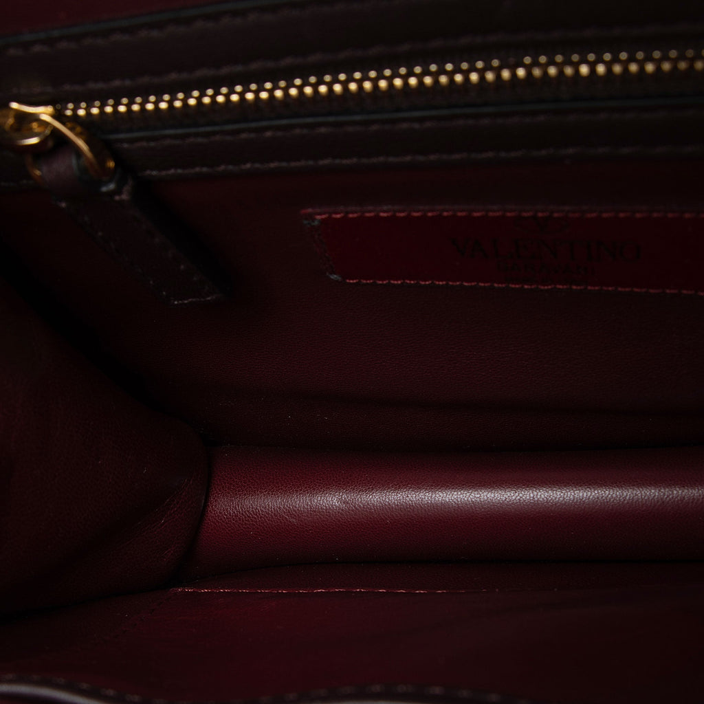 Valentino Calfskin Painted Feathers Glam Lock Small Shoulder Bag (SHF-swe4xg)