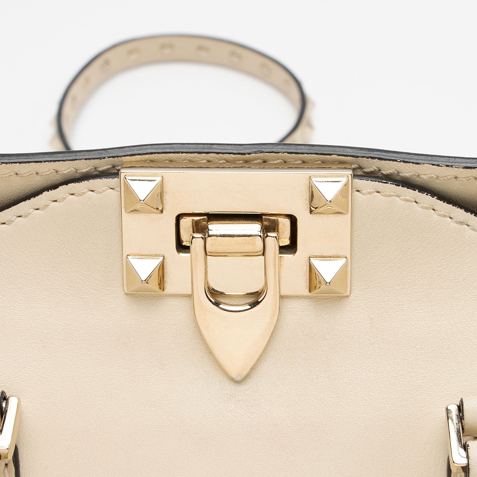 Valentino Calfskin Rockstud Double Handle Mini Tote (SHF-VEoJao)