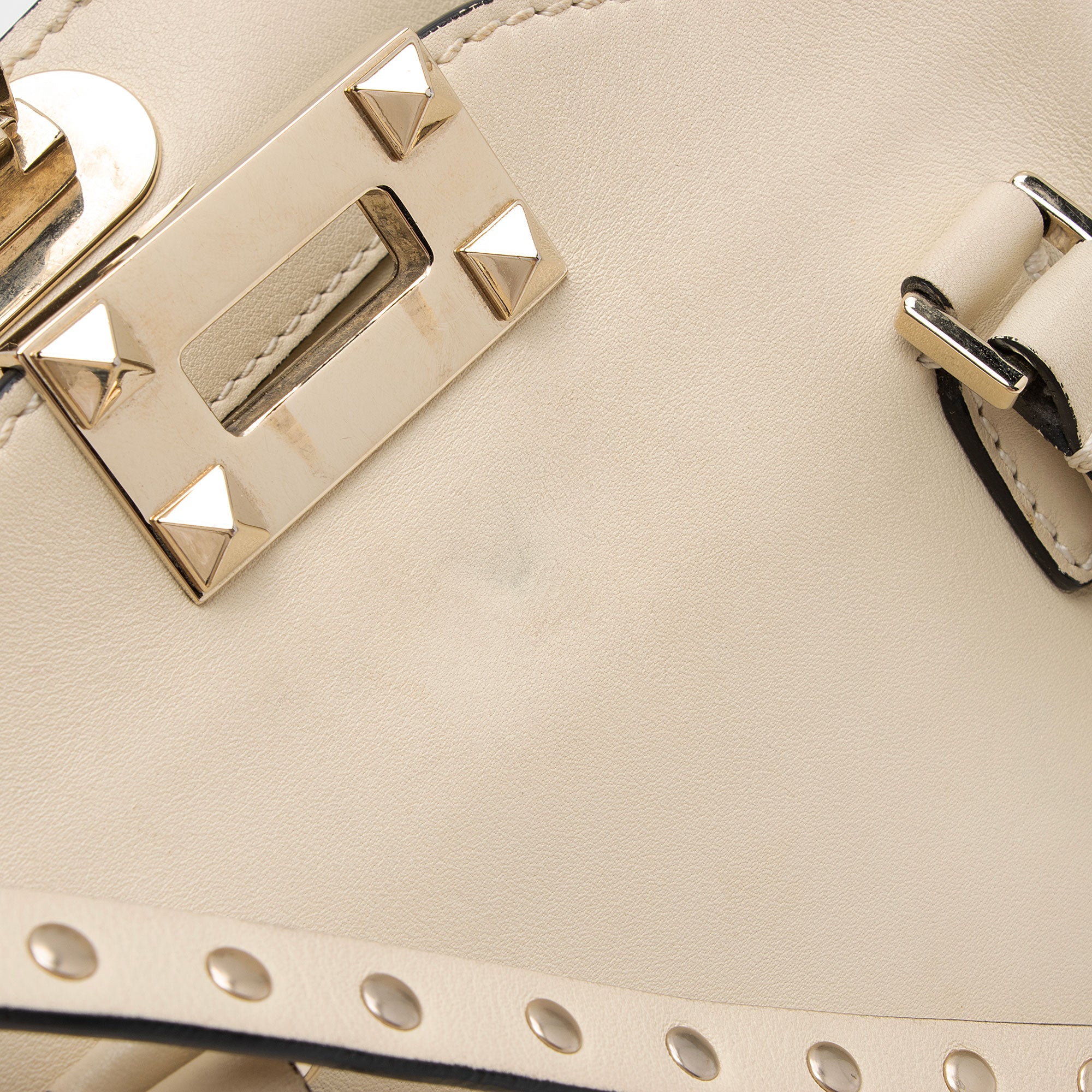 Valentino Calfskin Rockstud Double Handle Mini Tote (SHF-VEoJao)