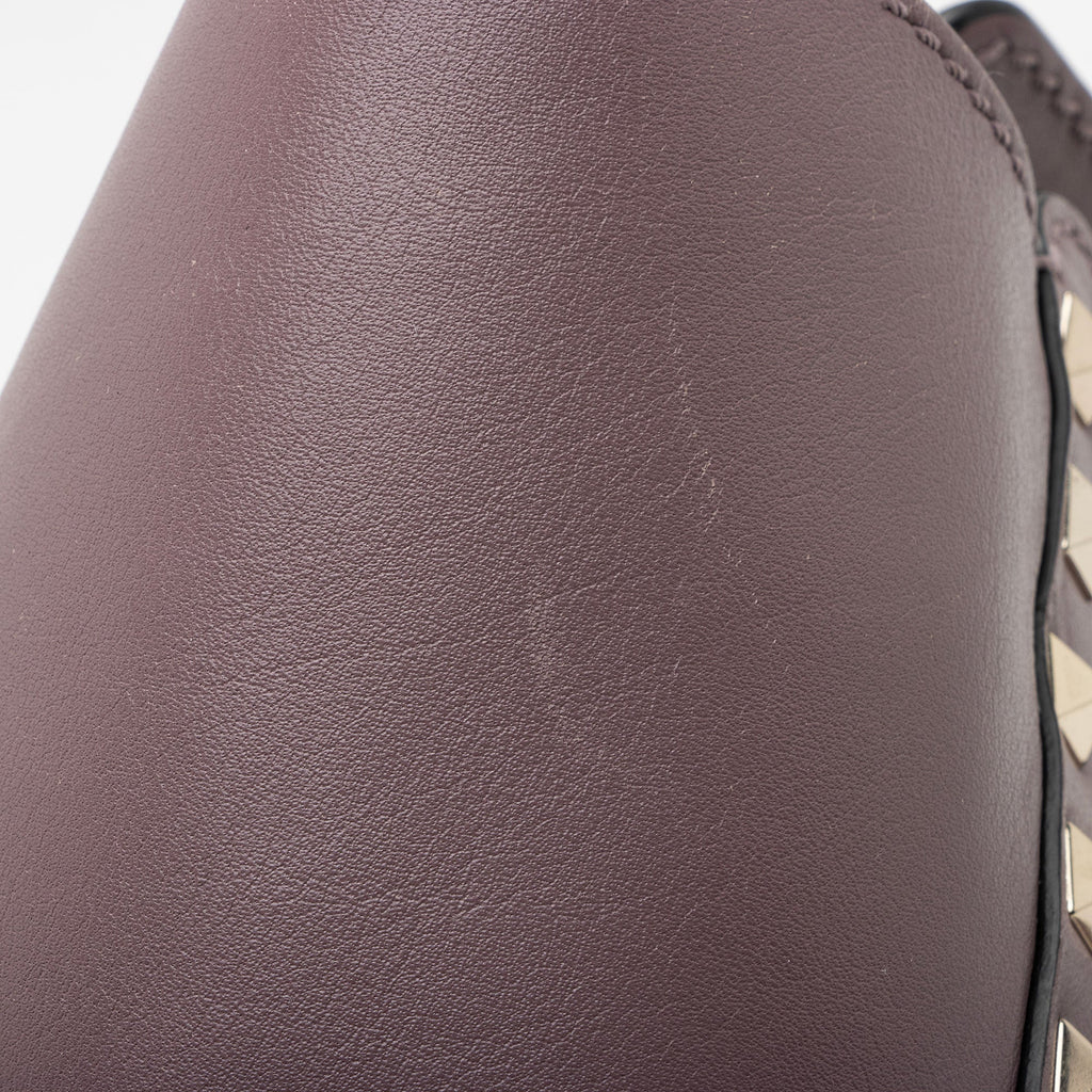 Valentino Calfskin Rockstud Double Handle Small Tote (SHF-twHMYA)
