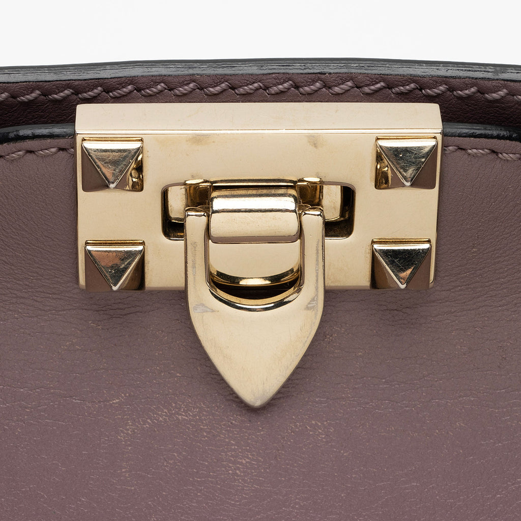 Valentino Calfskin Rockstud Double Handle Small Tote (SHF-twHMYA)