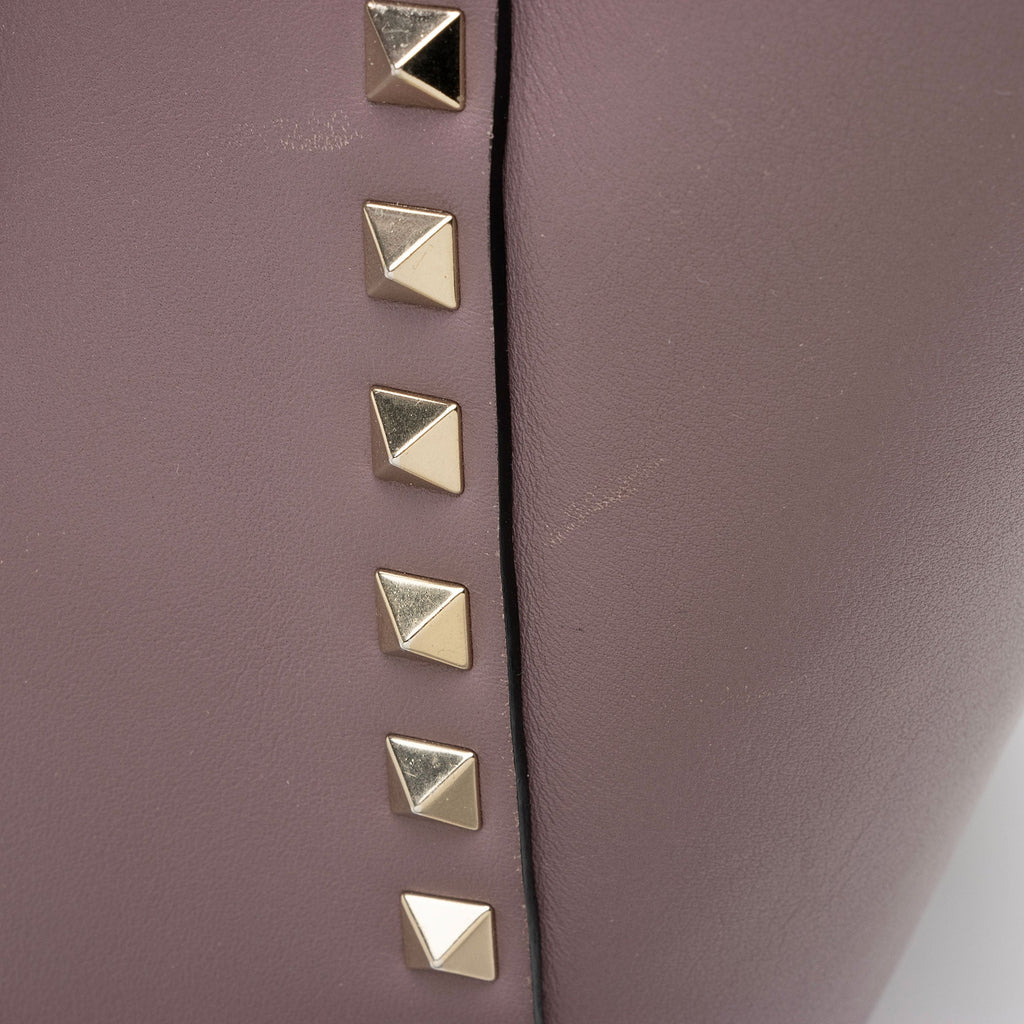 Valentino Calfskin Rockstud Double Handle Small Tote (SHF-twHMYA)