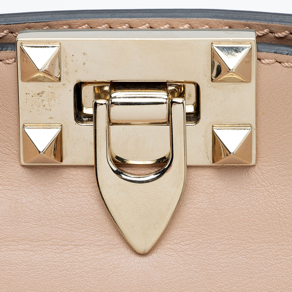 Valentino Calfskin Rockstud Double Handle Small Tote (SHF-9JPf5P)