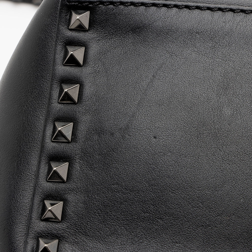 Valentino Calfskin Rockstud Double Handle Small Tote (SHF-jtnTAO)