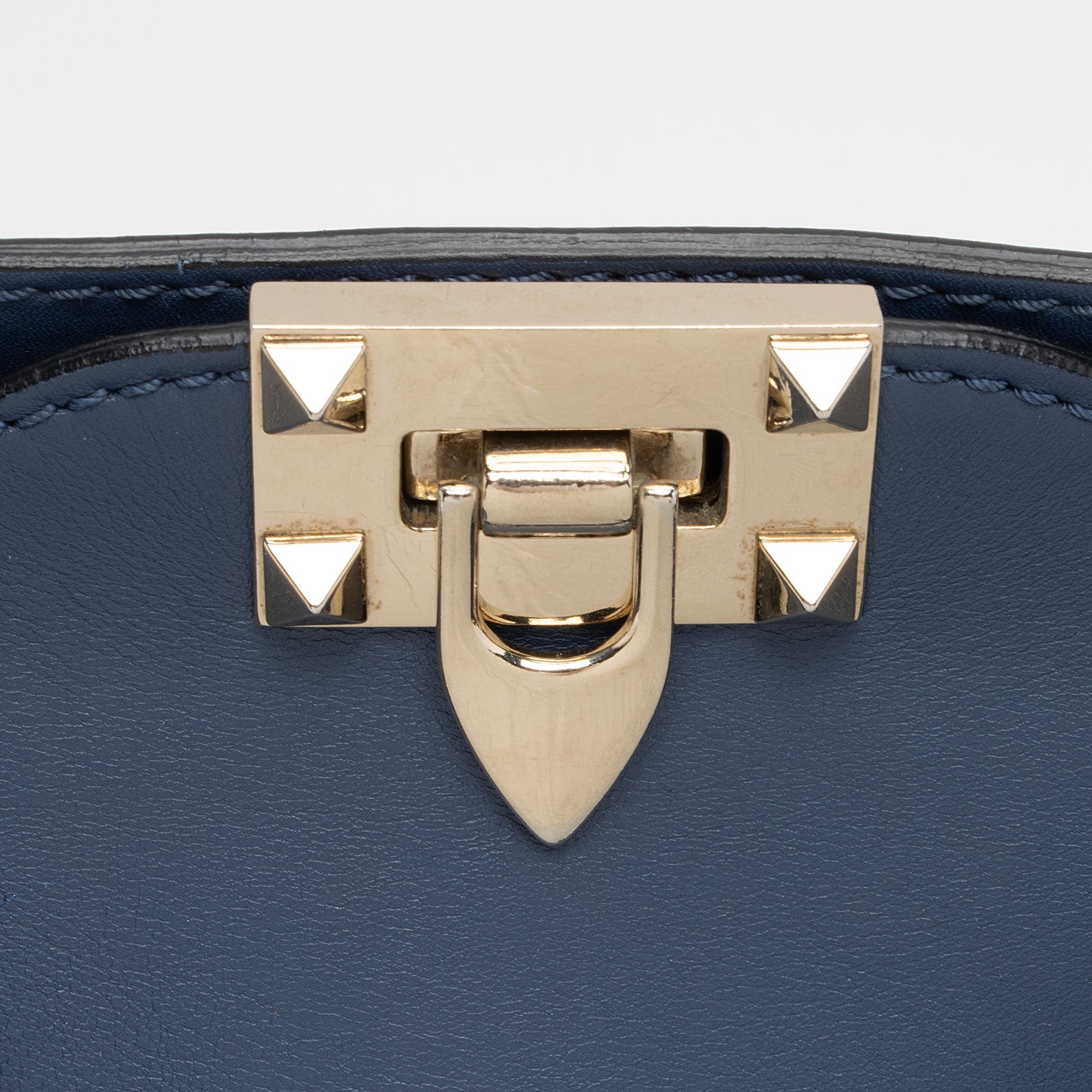Valentino Calfskin Rockstud Double Handle Small Tote (SHF-WyhIHB)