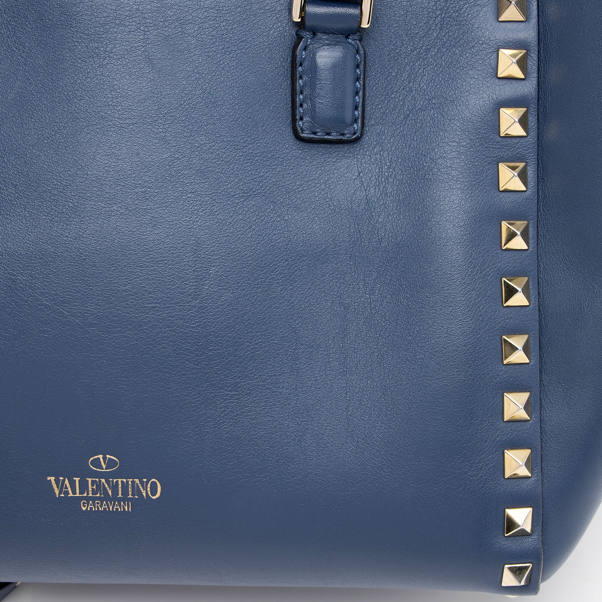 Valentino Calfskin Rockstud Double Handle Small Tote (SHF-WyhIHB)