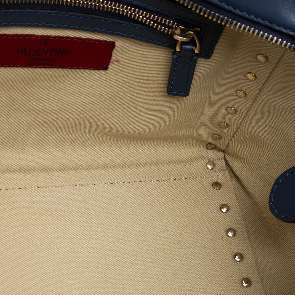 Valentino Calfskin Rockstud Double Handle Small Tote (SHF-WyhIHB)
