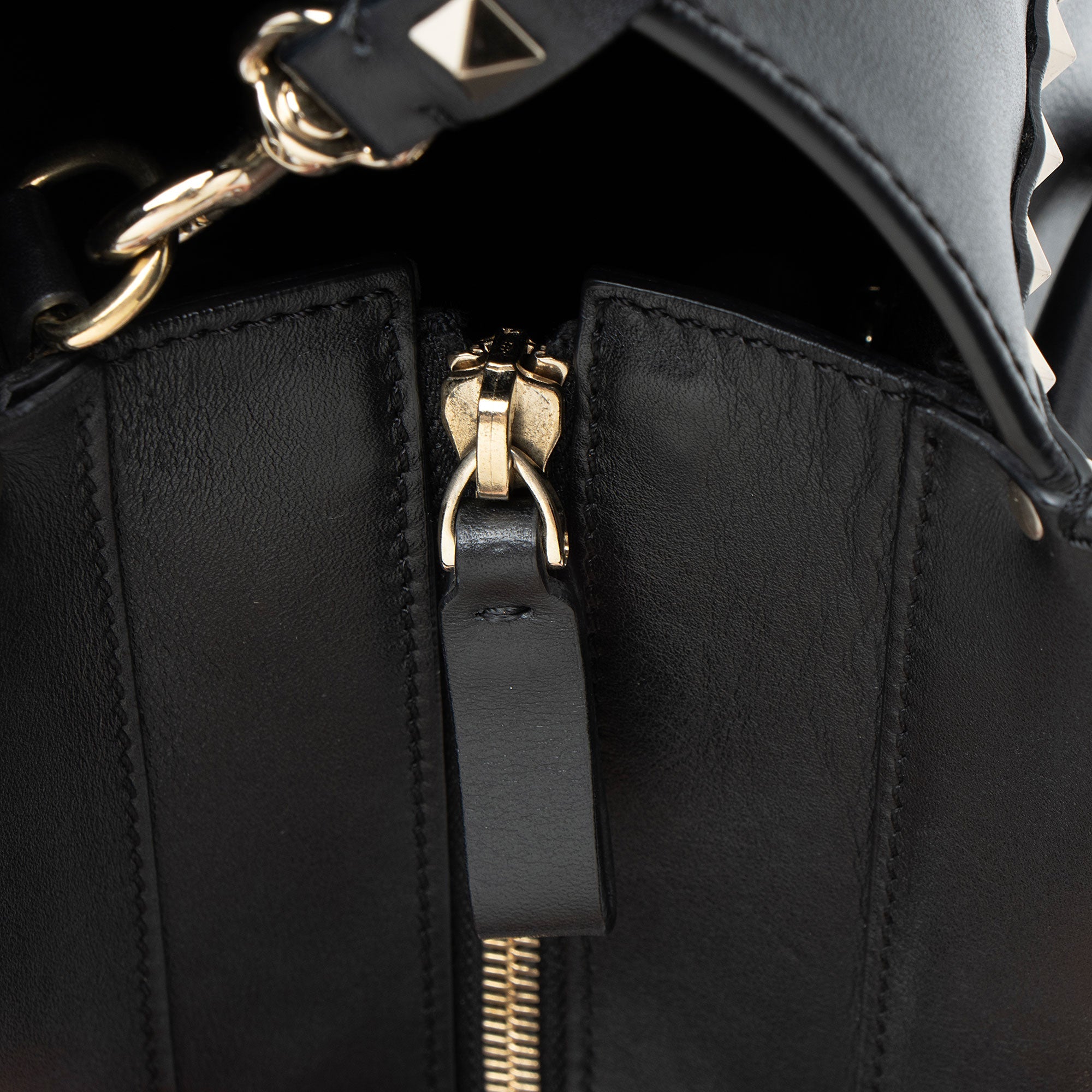 Valentino Calfskin Rockstud Double Handle Small Tote