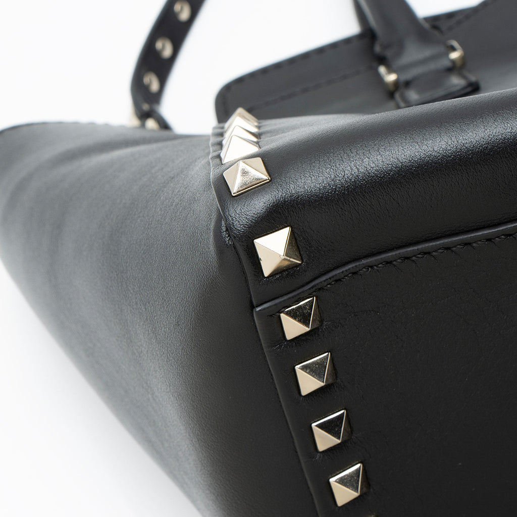 Valentino Calfskin Rockstud Double Handle Small Tote