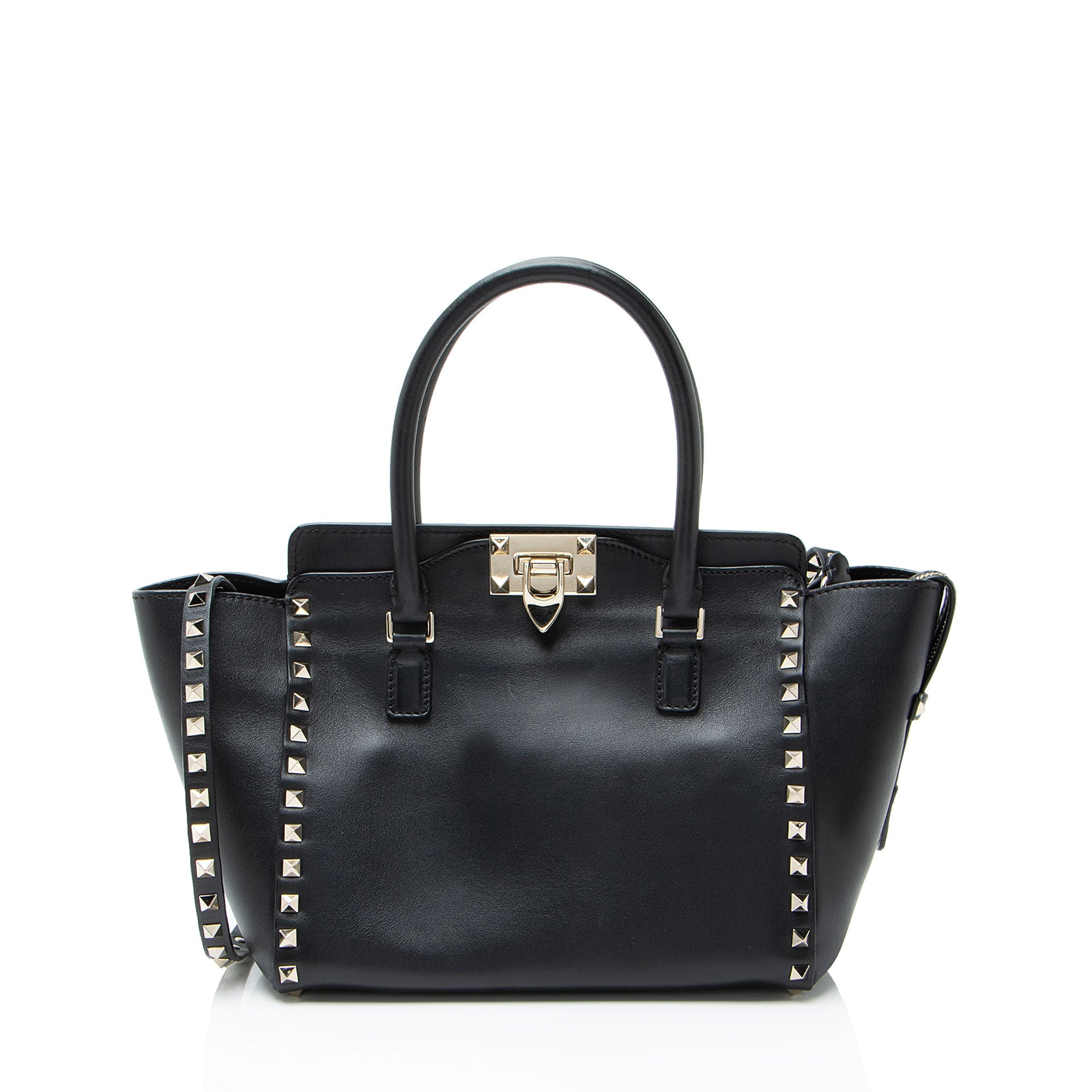 Valentino Calfskin Rockstud Double Handle Small Tote