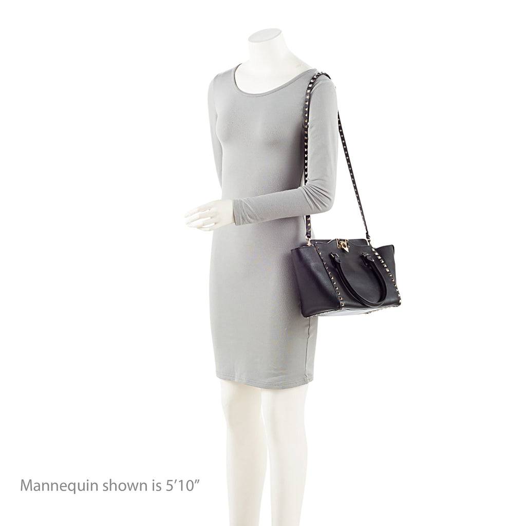 Valentino Calfskin Rockstud Double Handle Small Tote