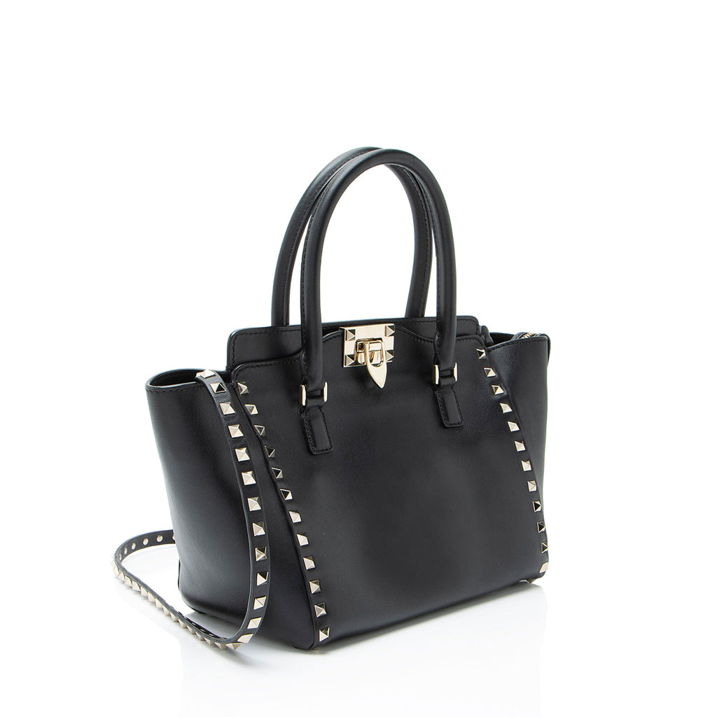 Valentino Calfskin Rockstud Double Handle Small Tote