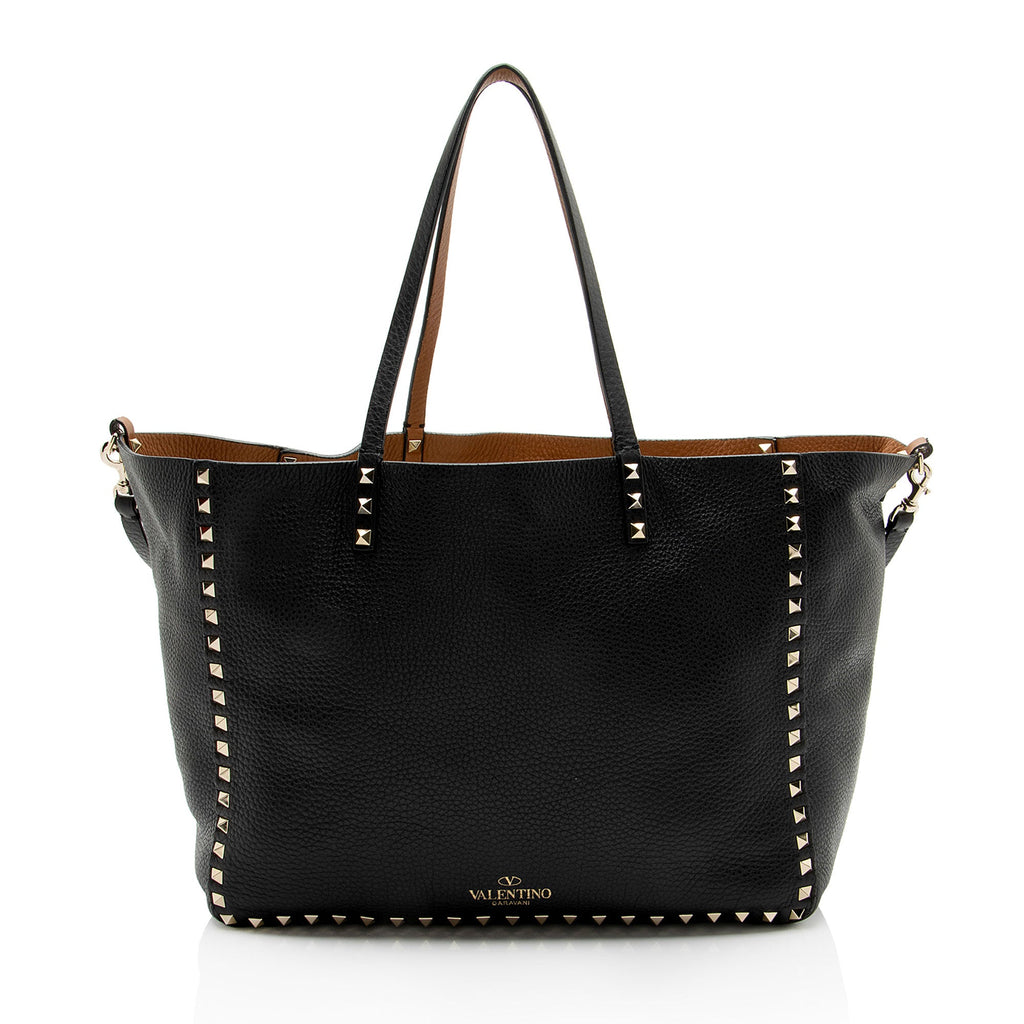 Valentino Calfskin Rockstud Medium Reversible Tote