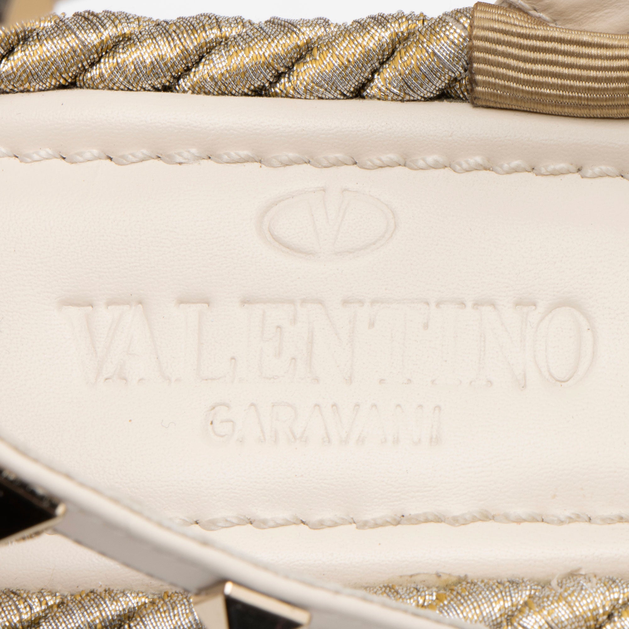 Valentino Calfskin Rockstud Torchon Ankle Strap Wedge Sandals - Size 8 / 38