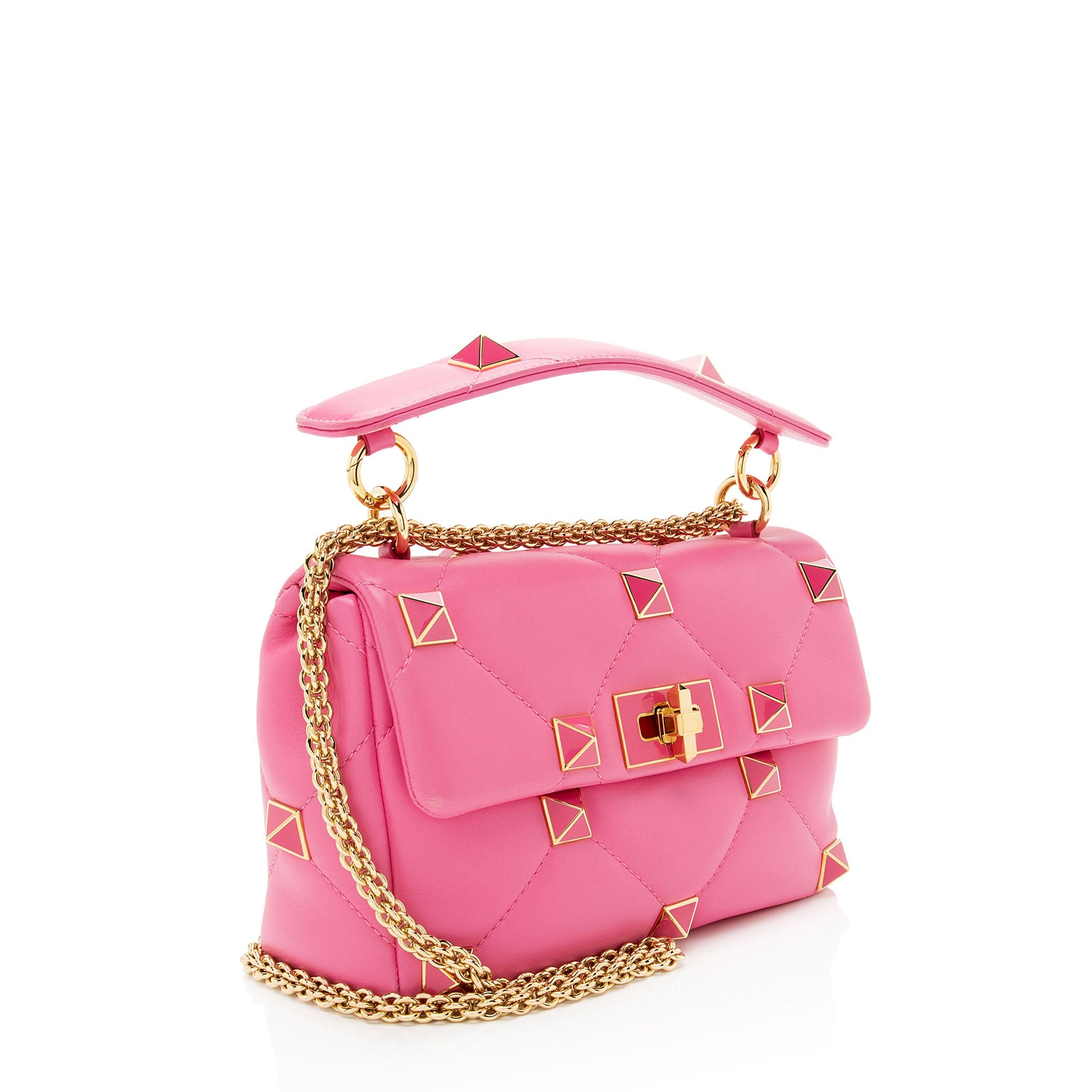 Valentino Calfskin Roman Stud Medium Shoulder Bag