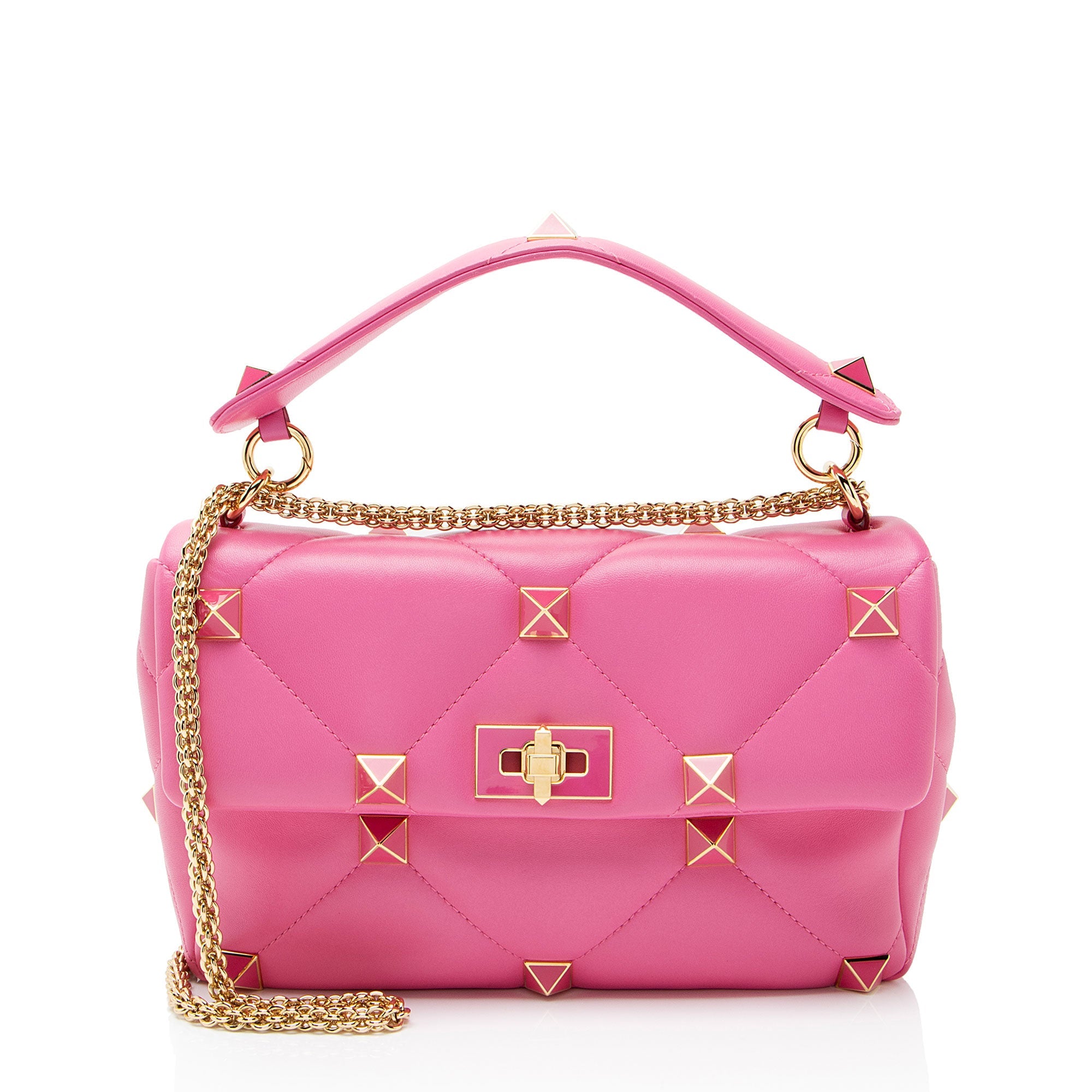 Valentino Calfskin Roman Stud Medium Shoulder Bag