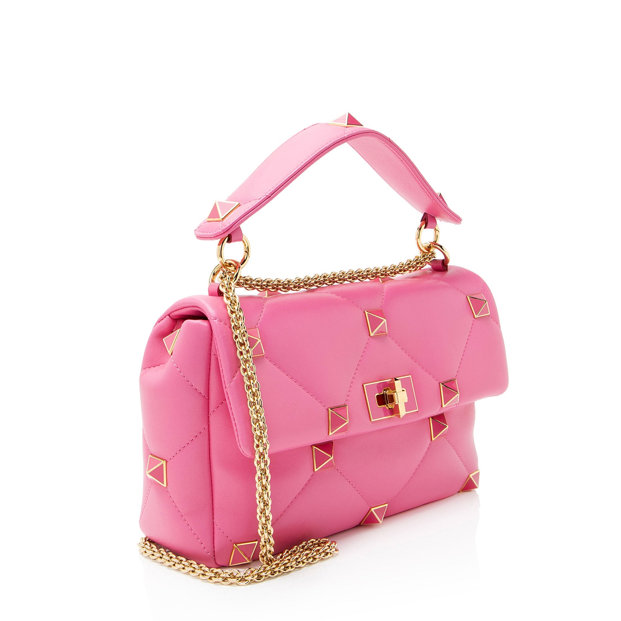 Valentino Calfskin Roman Stud Medium Shoulder Bag