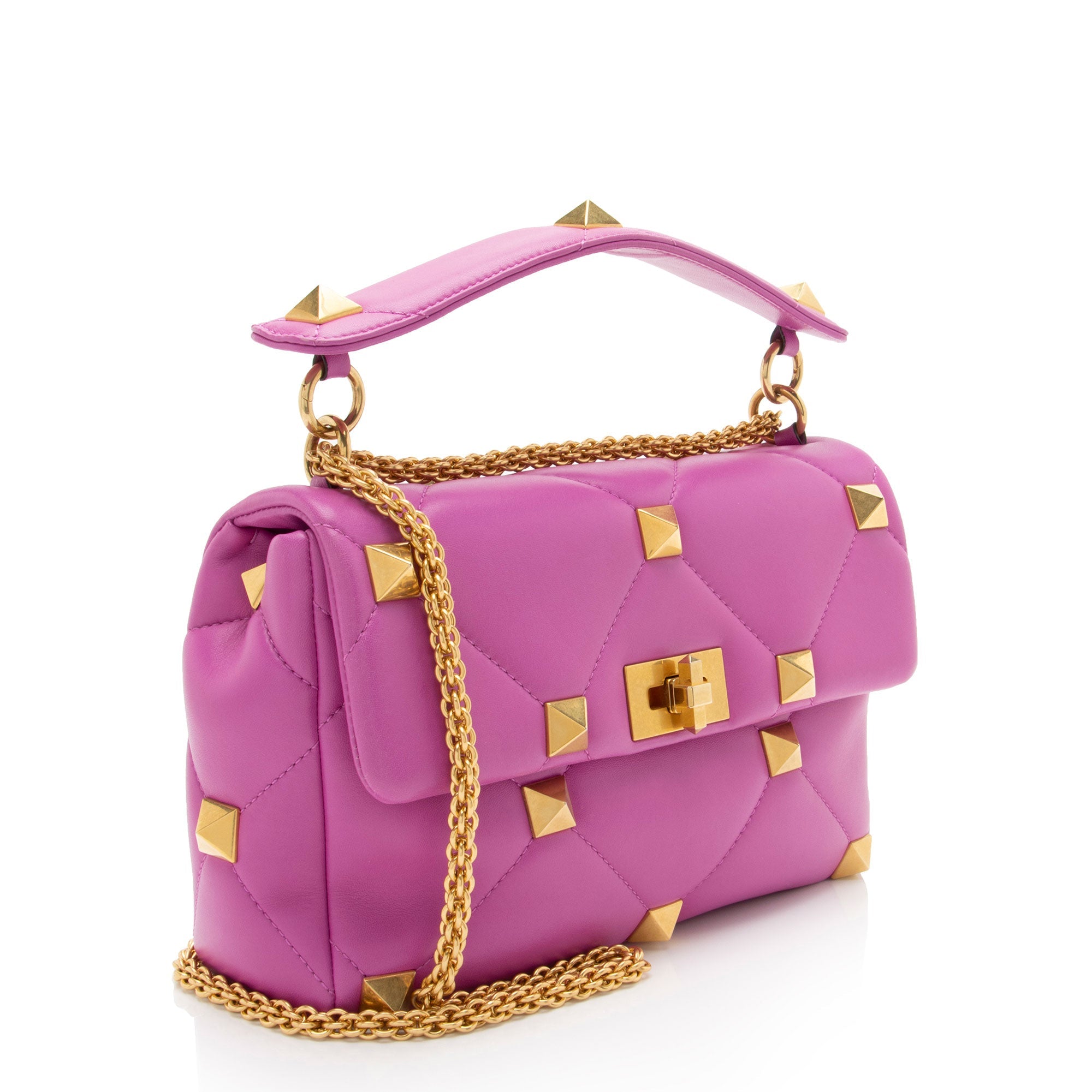 Valentino Calfskin Roman Stud Medium Shoulder Bag