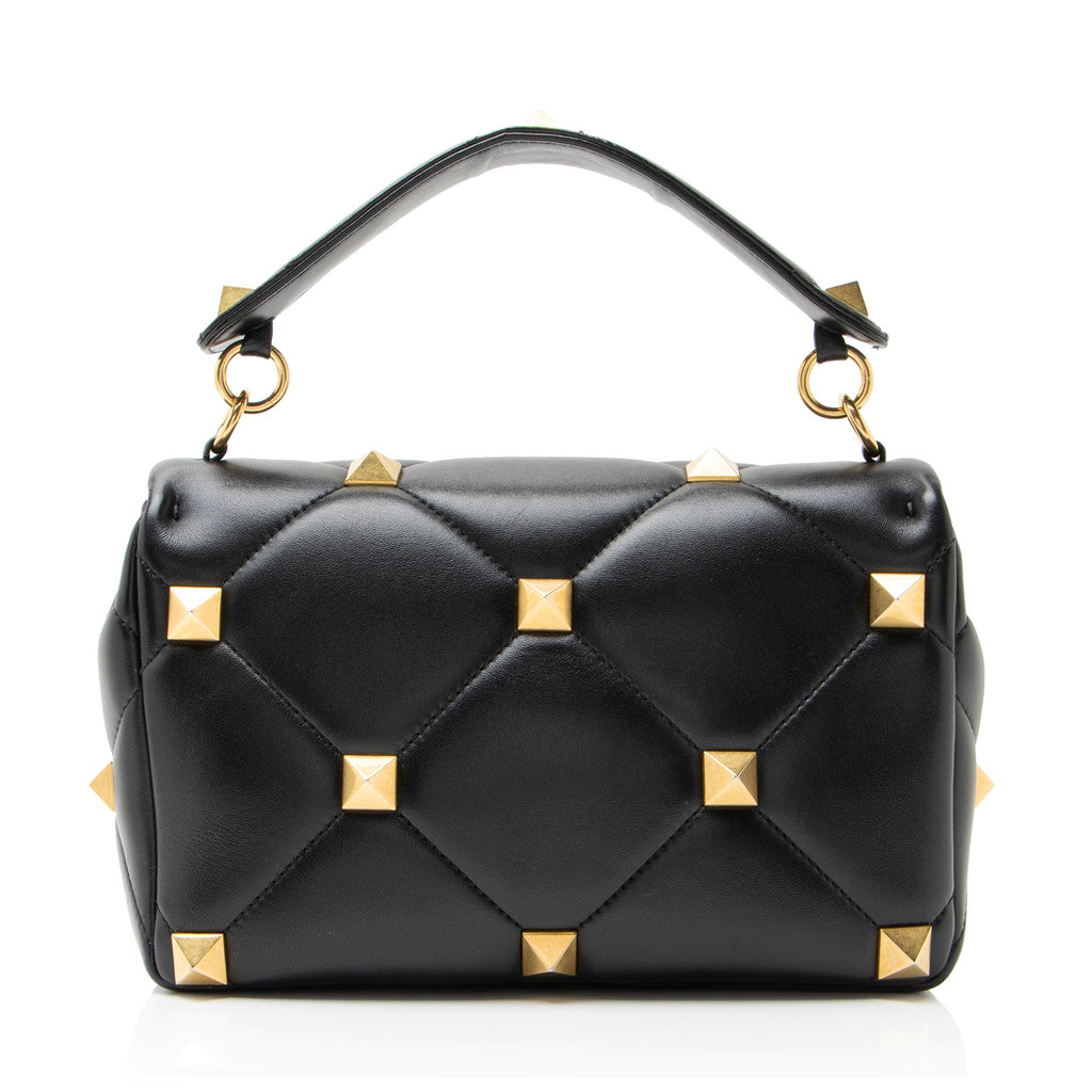 Valentino Calfskin Roman Stud Medium Shoulder Bag