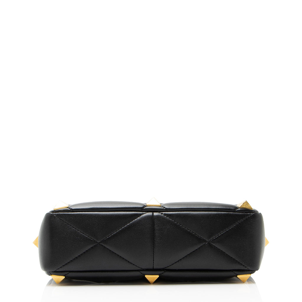 Valentino Calfskin Roman Stud Medium Shoulder Bag