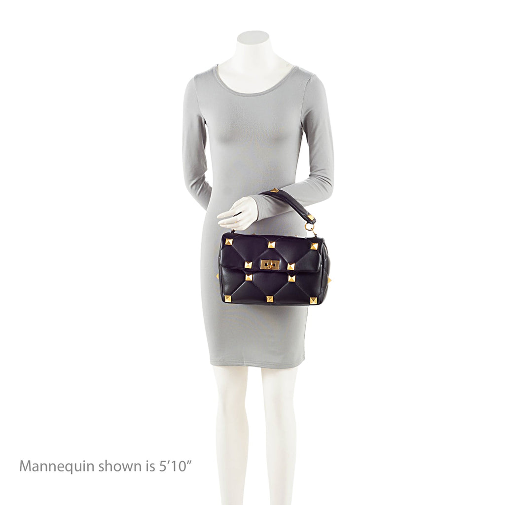 Valentino Calfskin Roman Stud Medium Shoulder Bag