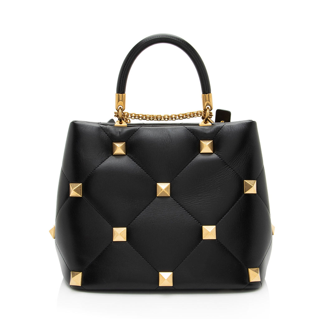 Valentino Calfskin Roman Stud The Handle Medium Top Handle