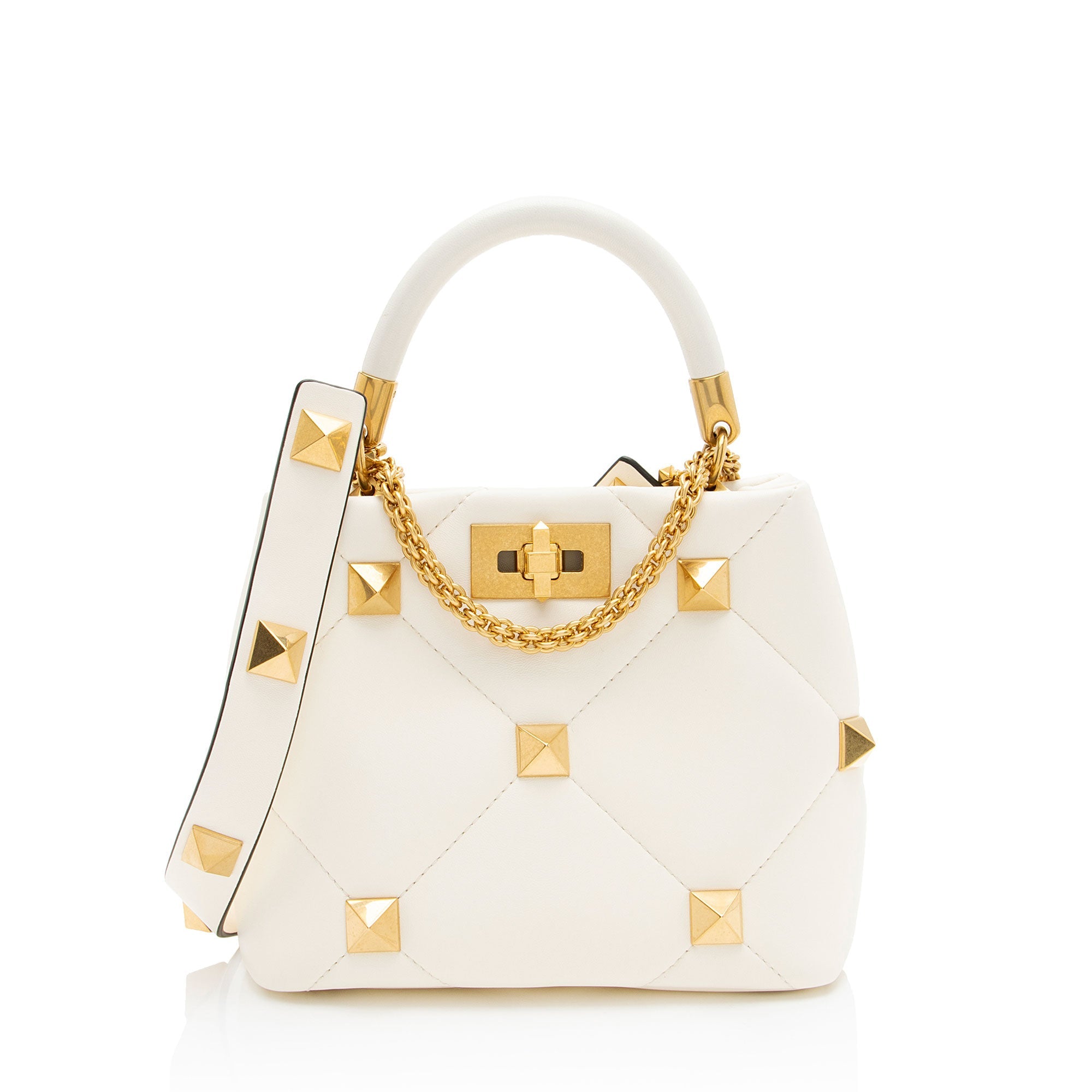 Valentino Calfskin Roman Stud The Handle Small Top Handle