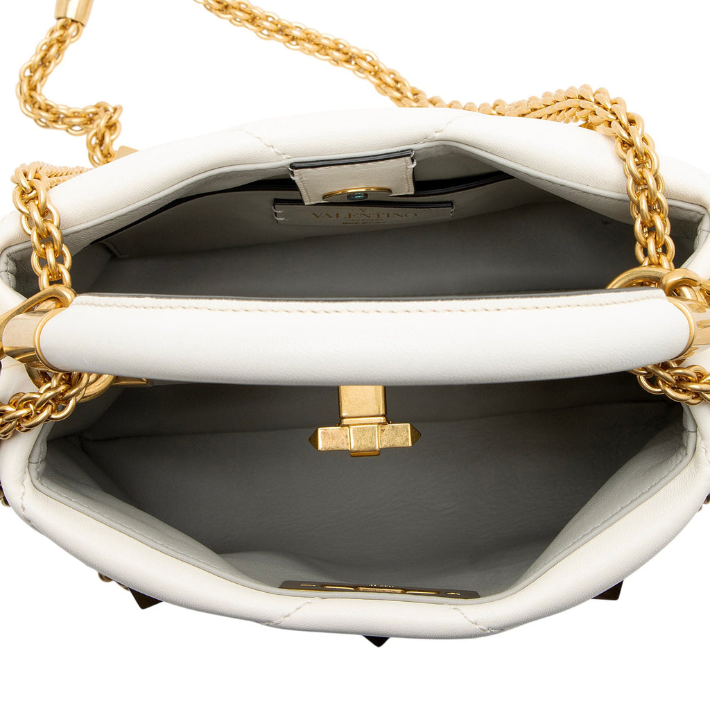 Valentino Calfskin Roman Stud The Handle Small Top Handle