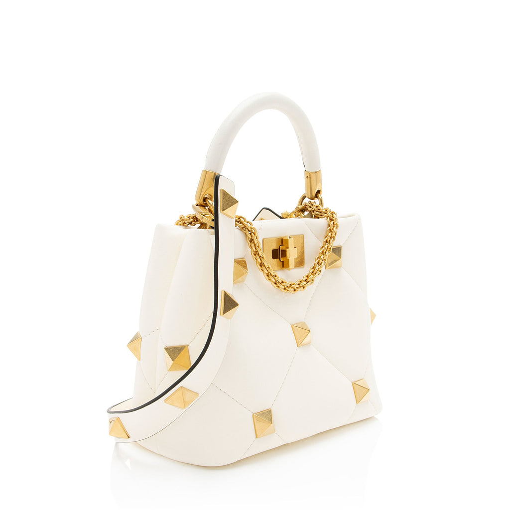 Valentino Calfskin Roman Stud The Handle Small Top Handle