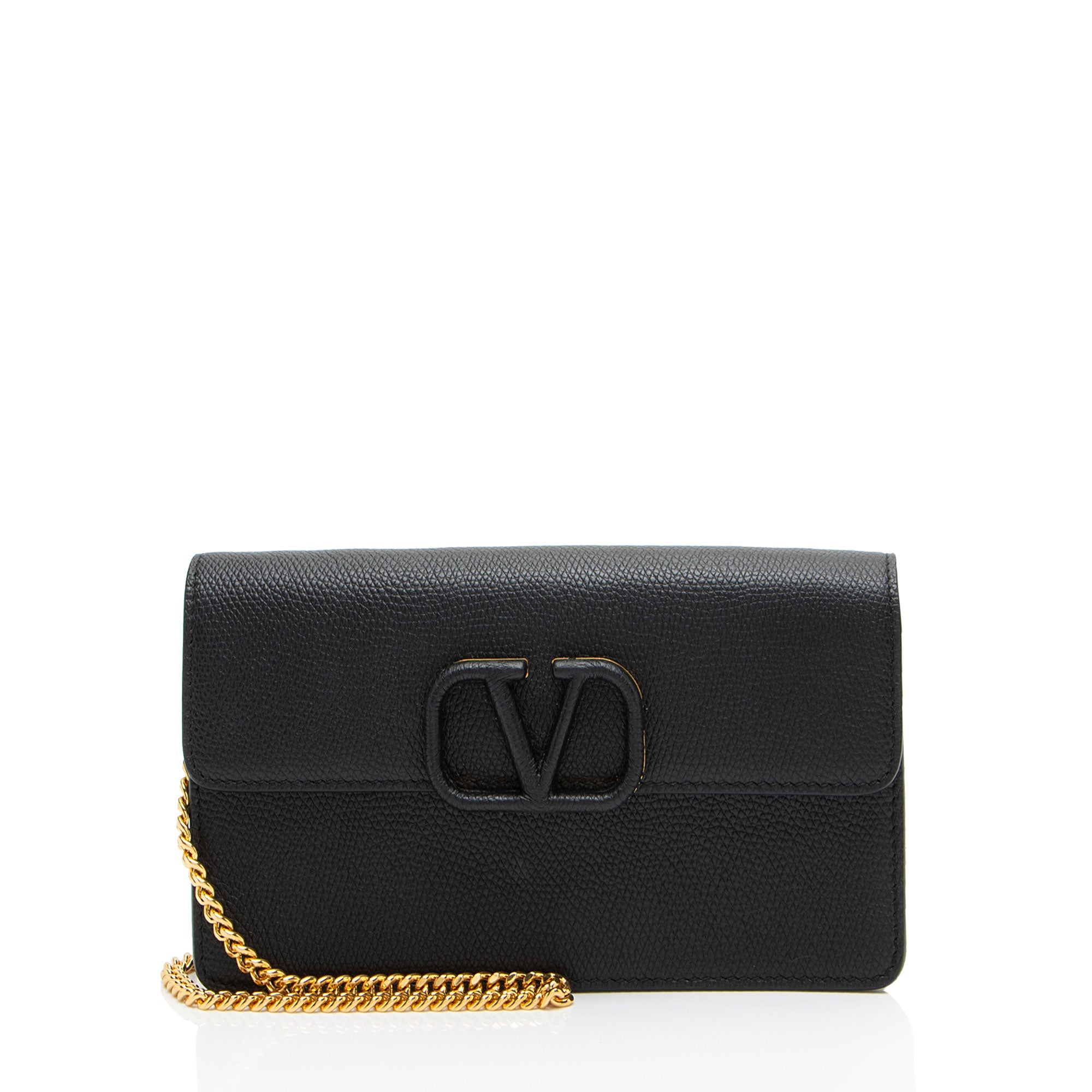 Valentino Calfskin VLogo Wallet on Chain