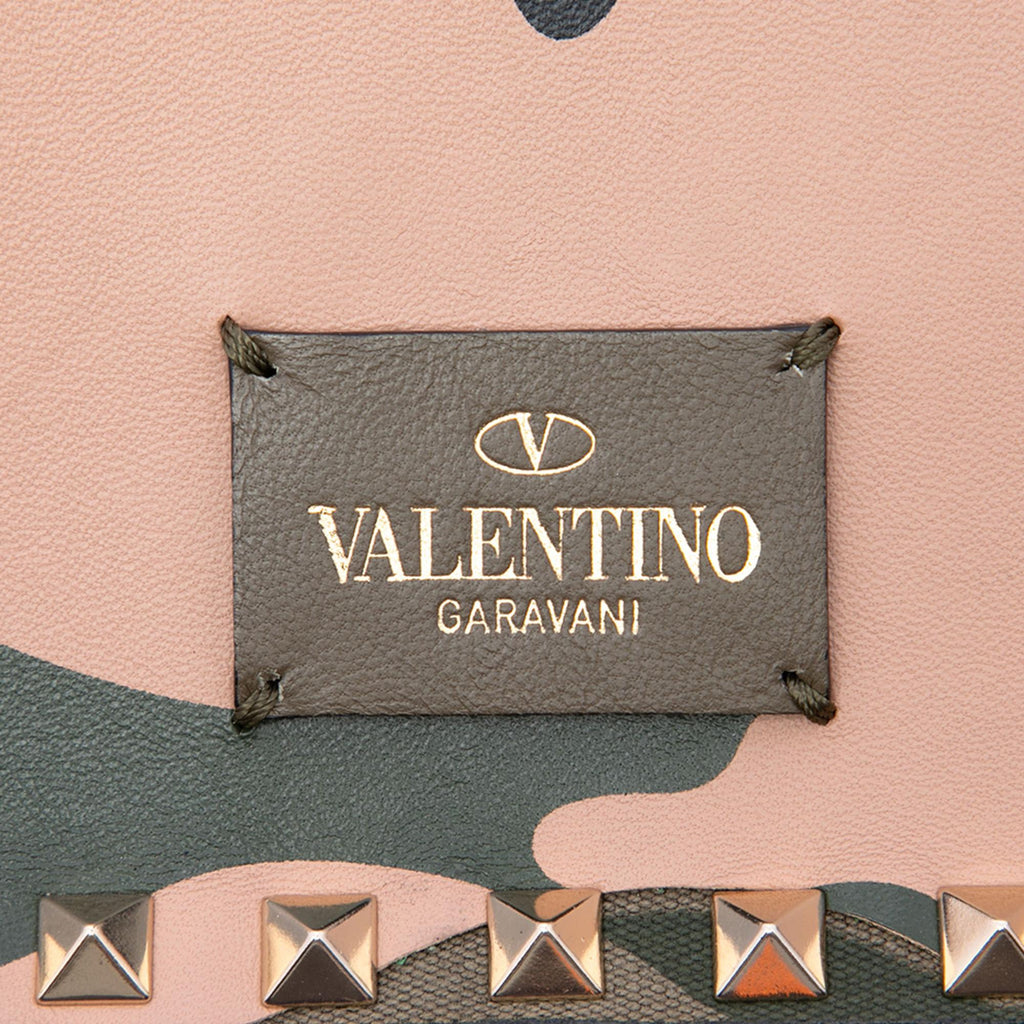 Valentino Canvas and Nappa Camouflage Rockstud Wristlet Clutch