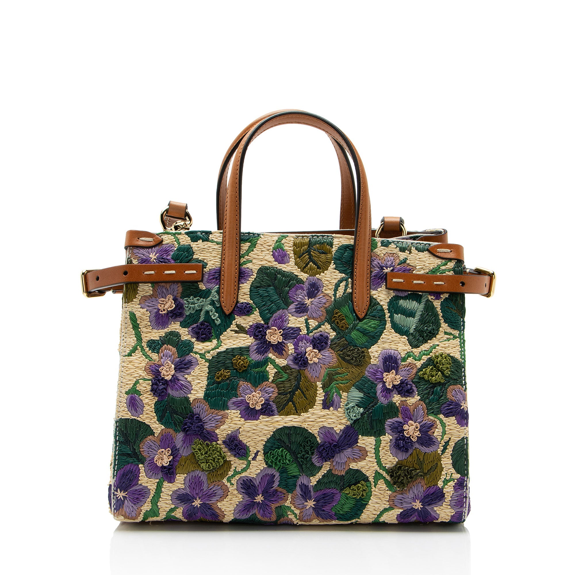Valentino Raffia Floral Embroidered Antibes Small Tote