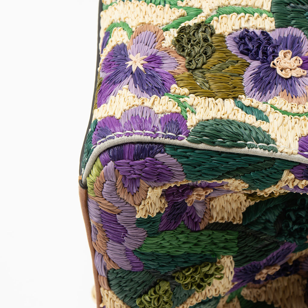 Valentino Raffia Floral Embroidered Antibes Small Tote