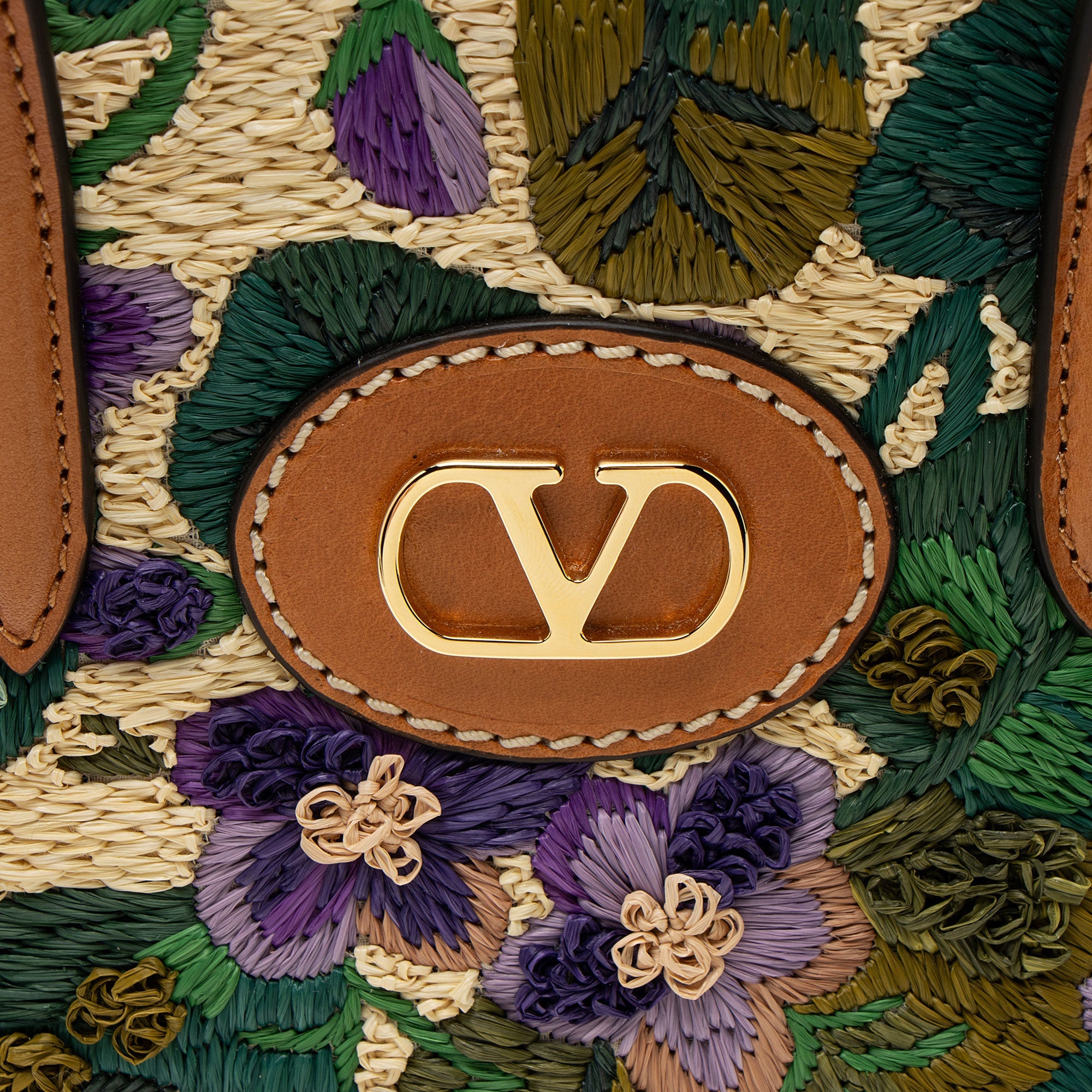 Valentino Raffia Floral Embroidered Antibes Small Tote
